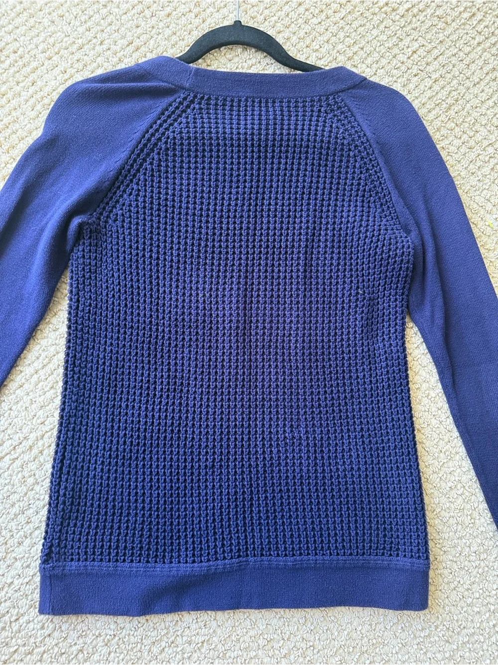 J. Crew Navy Textured Knit Raglan Sweater - Women's size XS